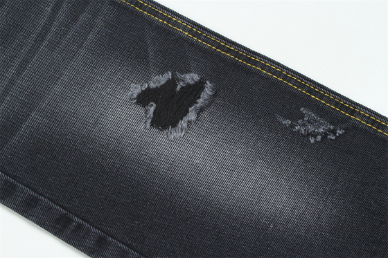 11.5oz জিন্স কাপড় স্ট্রাইড 56%C 44%P কালো এবং কালো পিছনের দিক ব্র্যান্ড স্টাইল জিন্স বয়ফ্রেন্ড স্টাইল নরম হাত স্পর্শ