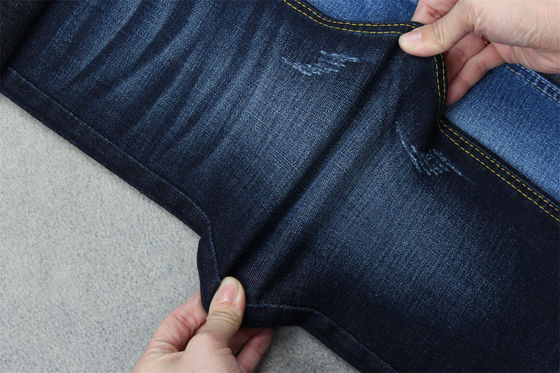 ভালো দাম ইন্ডিগো ব্লু ক্রসশ্যাচ ডেনিম ফ্যাব্রিক স্লাব ফুল স্ট্রেচ 10.3 একবার জিন্স উপাদান অনলাইন